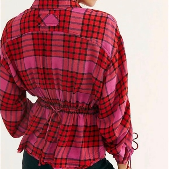 NWT We The Free “Red Combo” Plaid Top MEDIUM - Picture 2 of 14